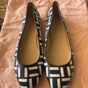 J.Crew Navy & White Leather Flats